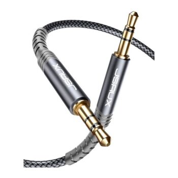 JSAUX Flex Series Cable – 3.5mm Auxiliary Audio Durable Nylon Braided – Cable CM0004 , 10Ft 3M – Grey