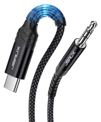 Jsaux CM0012 Audio_USB C-3.5MM_Male 1M . 1PACK , BLACK