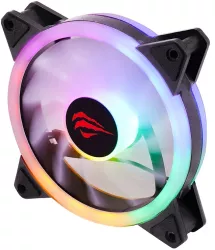 Havit F2089 RGB LED Cooling Fan 12x12cm Quiet Edition High Airflow DC 12V For Computer Case- Black