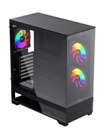 Havit CF925 Tempered Glass Gaming Player Case Black – 3 RGB Fans, Remote Control, Itx/m-Atx/atx/e-Atx Compatible black