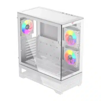 Havit CF925 Tempered Glass Gaming Player Case – 3 RGB Fans,ً White