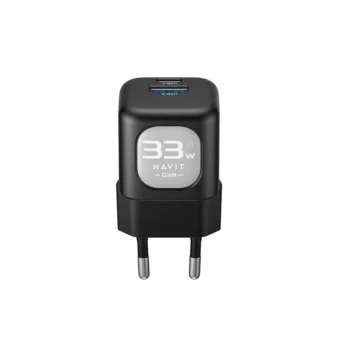 Havit UC230 Gen Technology – 33W USB C – Mini Wall Charger Dual Port Smart Electric PD 3.0 Compatible ( Black )