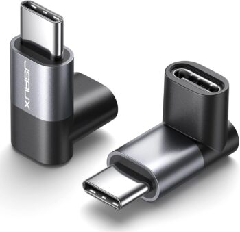 JSAUX(DD0008) 90 Degree Right Angle USB-C Male to USB-C Female Adapter,USB-C 3.1/10Gbps PD 60W Fast Charge Extender for Steam Deck, Switch, VR and More Laptop, Tablet and Mobile Phone