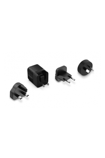 ENERGIZER WALL CHARGER 20W GaN Power Delivery Charger. 1 x USB-C. GaN technology. Super fast charge. Original design. Carbon effect. International plugs : EU/UK/US BlacK