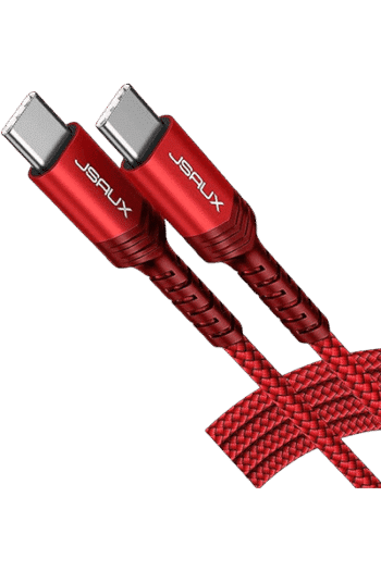 JSAUX Flex Series Cable – USB-C to USB-C Cable – 3A 60W Fast Charging Durable Nylon Braided Cable,2M Red