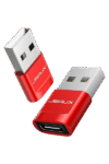 Jsaux USB A MALE TO USB C FEMALE DATA ADAPTER RED (2 PACK)