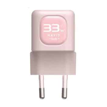 Havit UC230 Gen Technology – 33W USB C – Mini Wall Charger Dual Port Smart Electric PD 3.0 Compatible ( Pink)