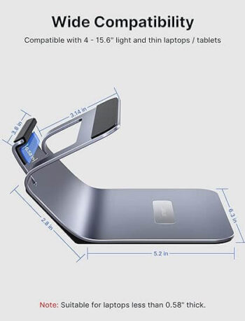 JSAUX (SL0206) Laptop Stand for Desk, Aluminum 2 in 1 Computer Riser and Tablet Stand, Ergonomic Notebook Holder Compatible with MacBook Air Pro, iPad Air Pro, Dell XPS, HP, Lenovo, More 10-15.6” Devices GREY