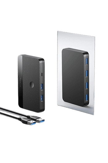 USB 3.0 Switch, JSAUX(DV0008) USB Switcher Selector 2 Computers Sharing 4 USB Devices KVM Switch Hub Adapter for Keyboard Mouspatible with Mac/Windows/Linuxe Printer Scanner U-Disk, Hard Drives, Com