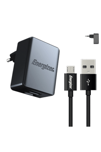 ENERGIZER WALL CHARGER 3.4A 2USB EU +MicroUSB 1M Cable Black