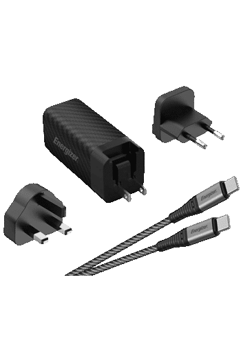 ENERGIZER WALL CHARGER Dual port 65W GAN TECHNOLOGY 3Plugs , Black