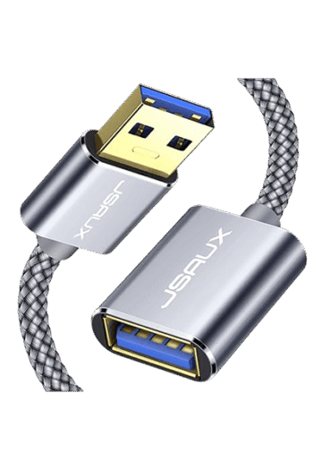JSAUX(CD0005) 1Pack 0.5M USB 3.0 Extension Cable, Type A Male to Female USB Extender Cord Nylon Braided Compatible with Webcam, Camera, Phone, USB hub, Mouse, Keyboard, Printer, Hard Drive, Xbox-Grey