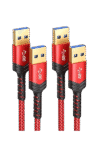 JSAUX USB to USB Cable, USB 3.0 A to A Male Cable 2 Pack(1m+2m) USB Male to Male Cable Double End USB Cord Compatible for Hard Drive Enclosures, DVD Player, Laptop Cooler and More (Red) Cd0004