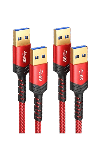 JSAUX USB to USB Cable, USB 3.0 A to A Male Cable 2 Pack(1m+2m) USB Male to Male Cable Double End USB Cord Compatible for Hard Drive Enclosures, DVD Player, Laptop Cooler and More (Red) Cd0004