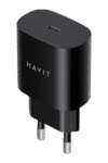 Havit UC25-25W USB-C Fast Charging Wall Charger, Black forSamsung Galaxy S23/S23+/S22/S21/S20/Ultra/Plus,Note 20/10/S10,Galaxy Tab S7/S8,A34,A14